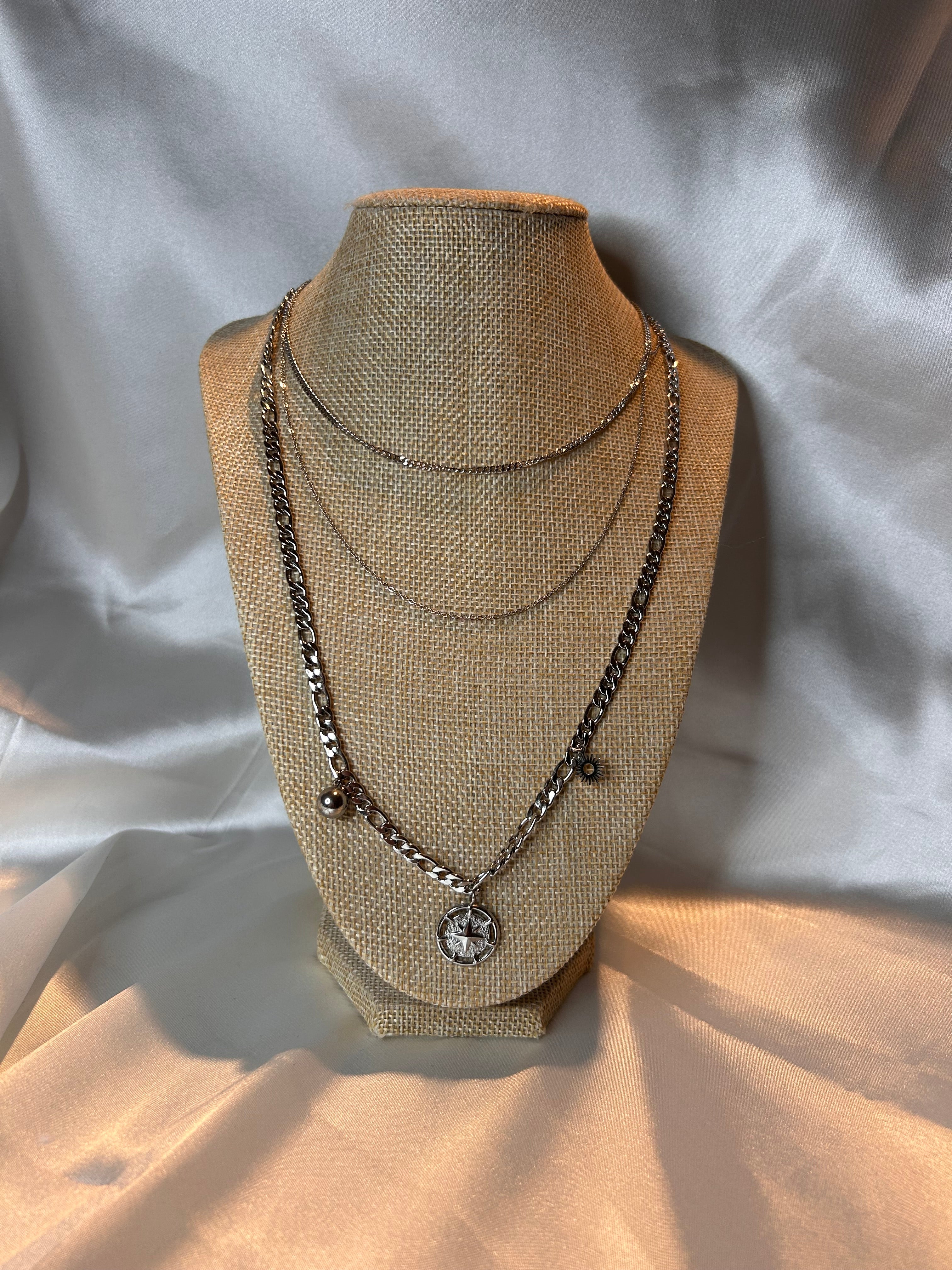 COLLIER MULTI-CHAINES ARGENTÉ